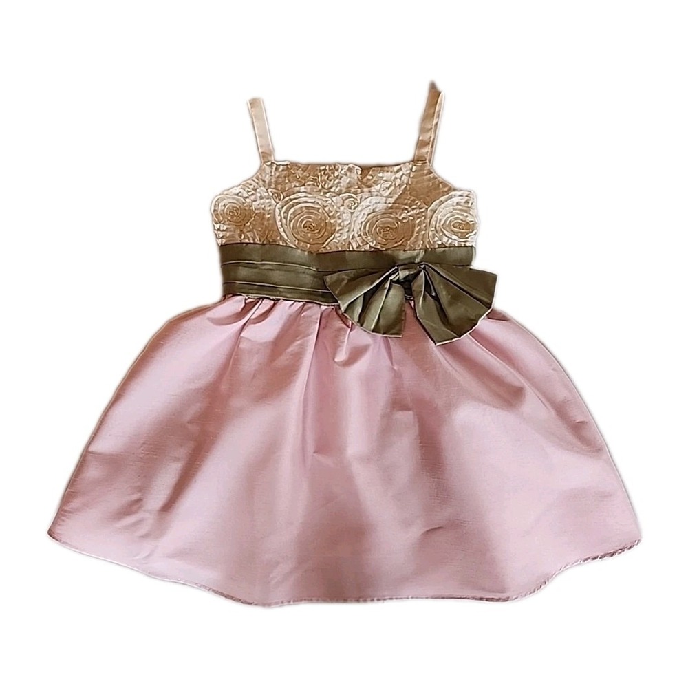 Dorissa Toddler Girl Fit Flare Dress‎ 2T Pink Taffeta Flower Girl Wedding Event